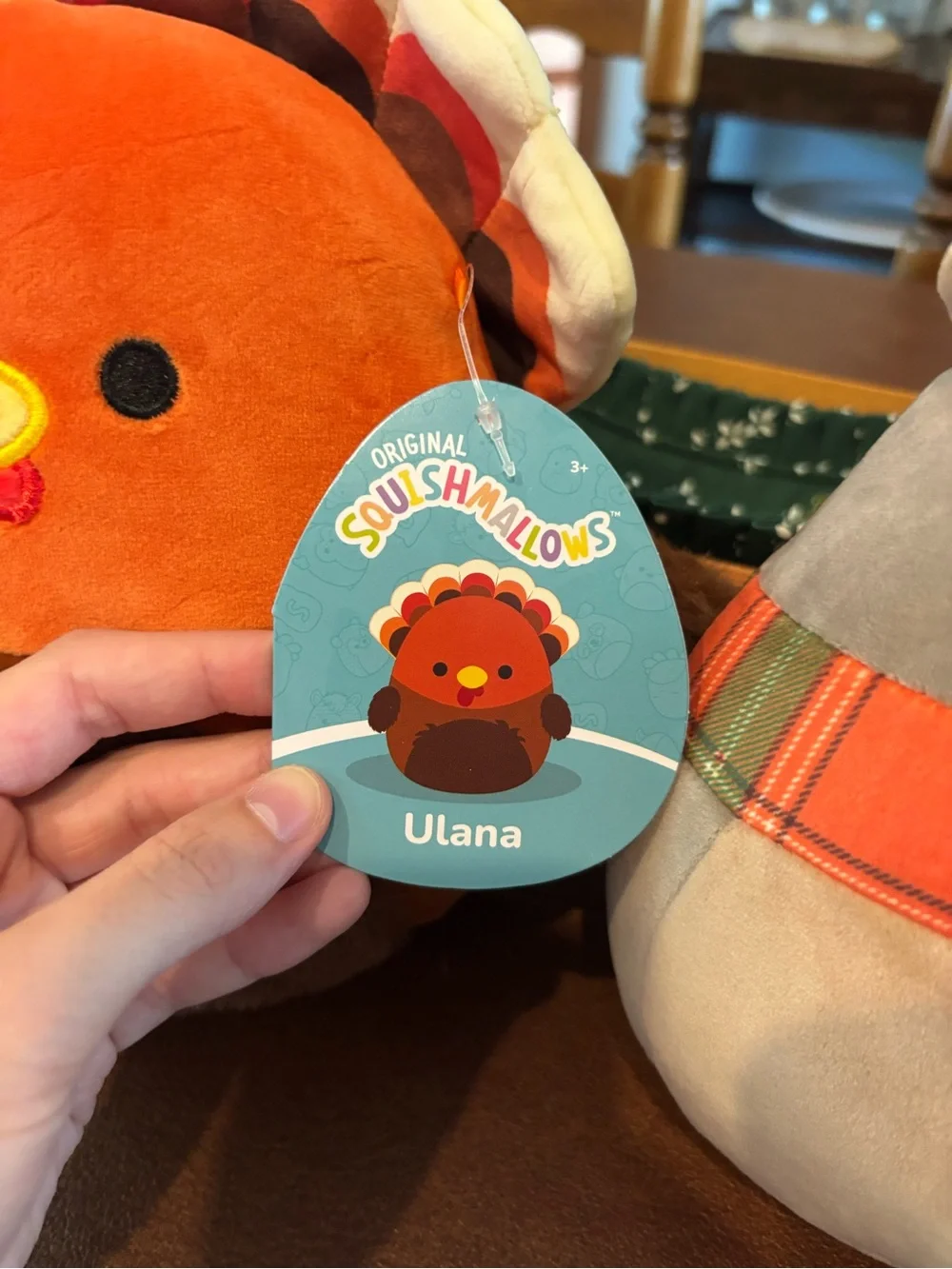 Squishmallows Patterson Gray & Orange Plaid Plush Moose